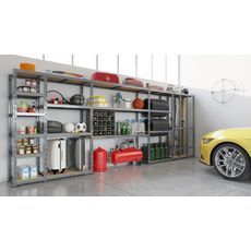 Concept rangement de garage MODULÖ STORAGE SYSTEME EXTENSION 5 étagères 16 plateaux longueur 505 cm