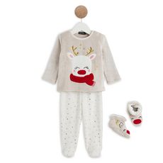 In Extenso Pyjama 2 Pieces Cerf De Noel Bebe Garcon Avec Chaussons Pas Cher A Prix Auchan