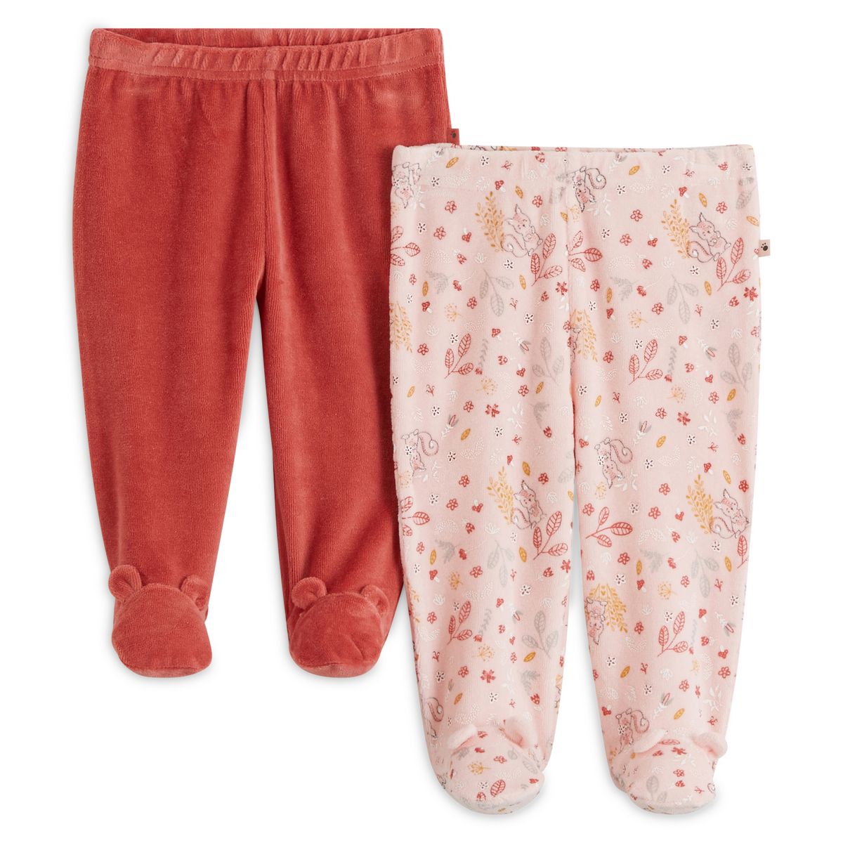 IN EXTENSO Lot de 2 pantalons velours de naissance écureuils bébé fille