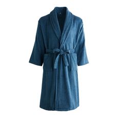 Peignoir col chale uni en coton 380gsm (Bleu)