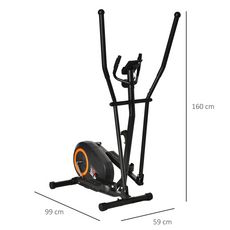 Vélo elliptique vertical écran LCD multifonction capteur fréquence cardiaque roulettes déplacement résistance réglable acier ABS orange noir