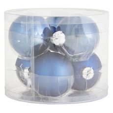 ACTUEL Lot de 6 boules verre diam 8cm bleu