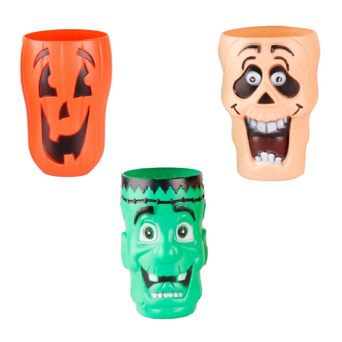 TOILINUX Décoration d'Halloween - 3 Gobelets en plastique