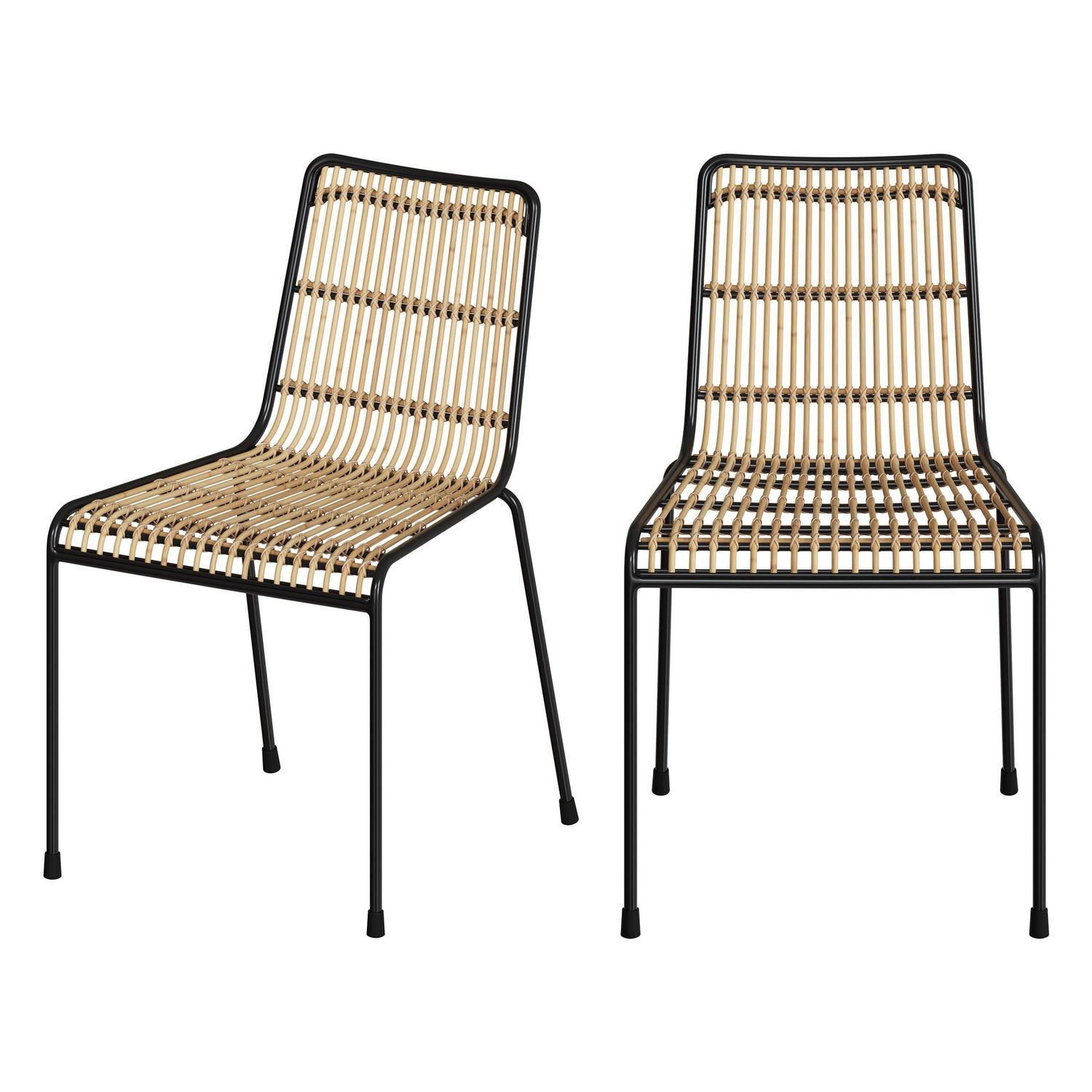 Chaise en rotin naturel et pieds en métal (lot de 2) - tamara