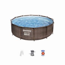 Piscine tubulaire BESTWAY - Opalite -  piscine ronde Ø3,6m avec pompe de filtration, piscine hors sol (Marron)