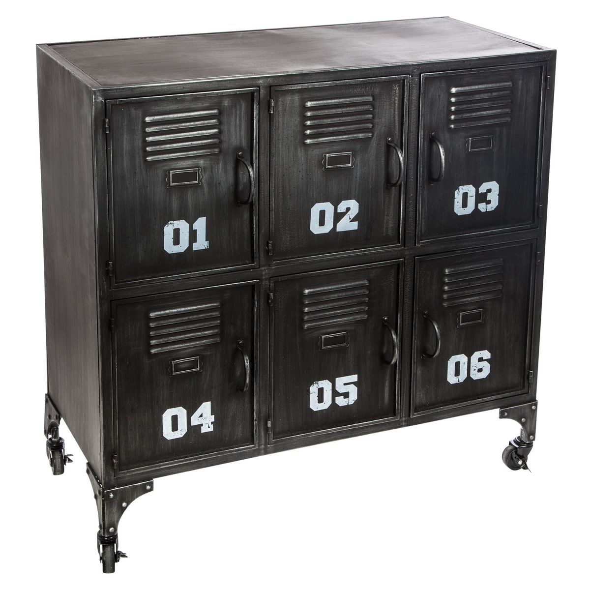 ATMOSPHERA Meuble de rangement métal 6 casiers avec roulettes L90cm