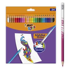 Bic Etui De 24 Crayons De Couleur Effacables Kids Evolution Illusion Pas Cher A Prix Auchan