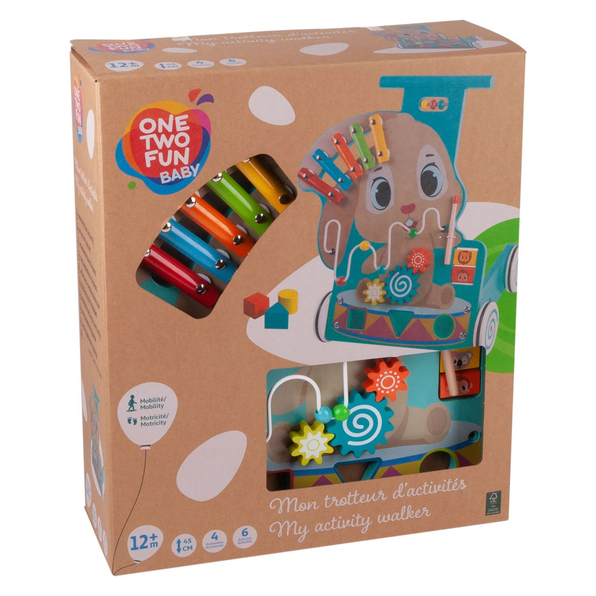 One Two Fun Trotteur Multi Activites En Bois Pas Cher A Prix Auchan