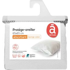 ACTUEL Protège oreiller absorbant éponge en polycoton anti-acariens bactériens TENDRESSE (Blanc)