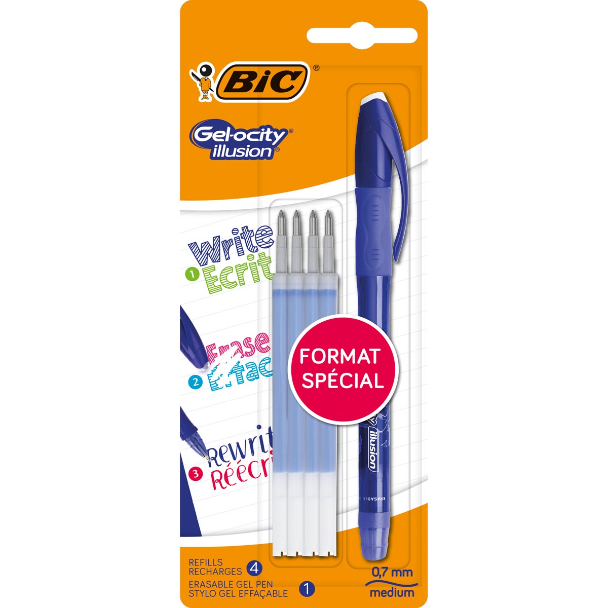 BIC Gel-ocity Illusion Recharges Stylo Gel Effaçable Pointe