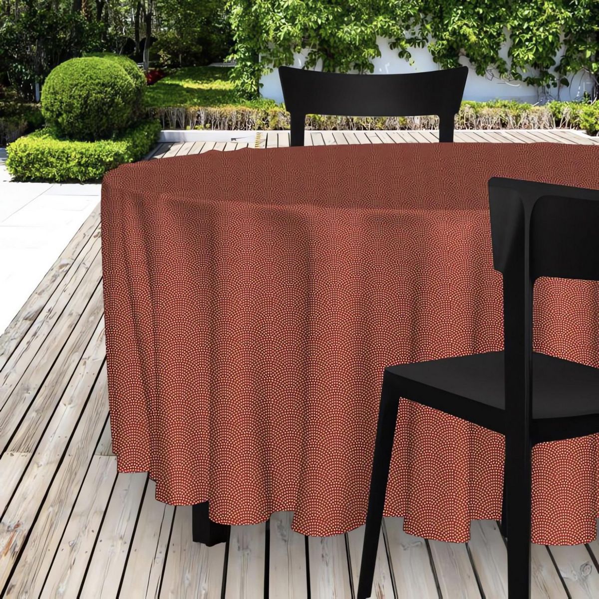 Soleil d'ocre Nappe toile cirée ronde 160 cm PAON tomette
