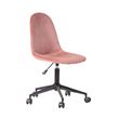  Chaise de bureau simple rose, velours rose, réglable en hauteur, pivotant à 360°, poulie omnidirectionnelle, 44*54*81-91cm