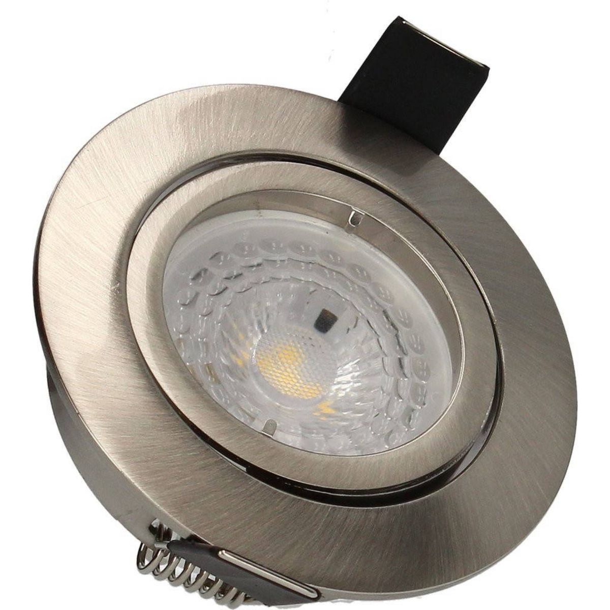 CENTRALE BRICO Lot 3 Spots acier encastrables Orientables SAPHYR GU10 5W 380lm Blanc Chaud
