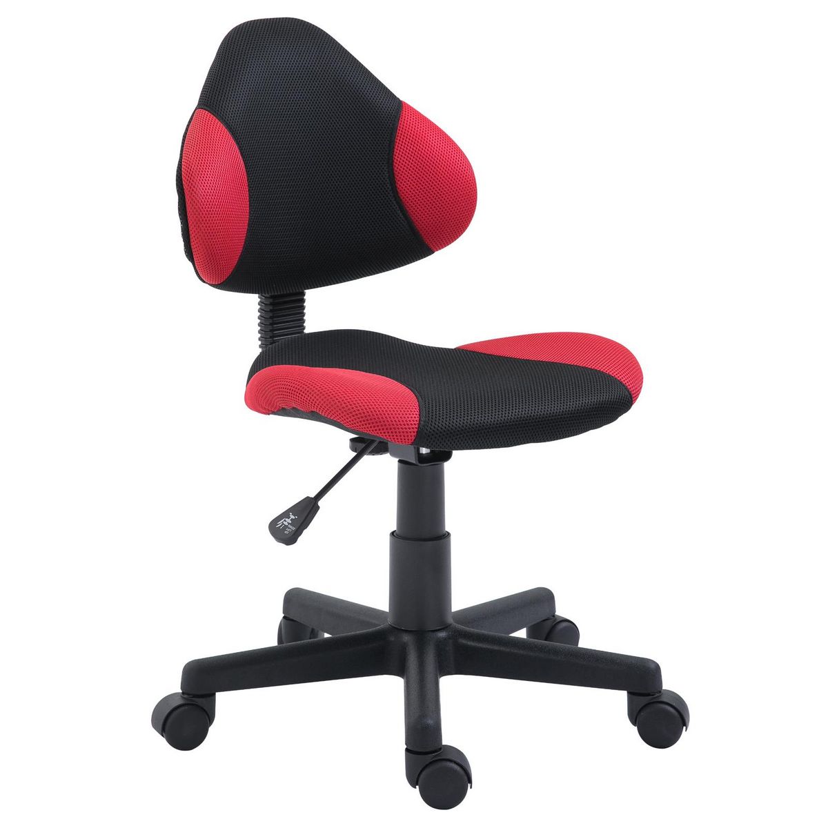 IDIMEX Chaise de bureau pour enfant ALONDRA fauteuil pivotant avec hauteur réglable, revêtement en mesh noir/rouge