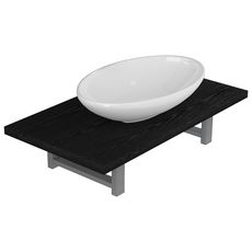 Meuble de salle de bain en deux pieces Ceramique Noir