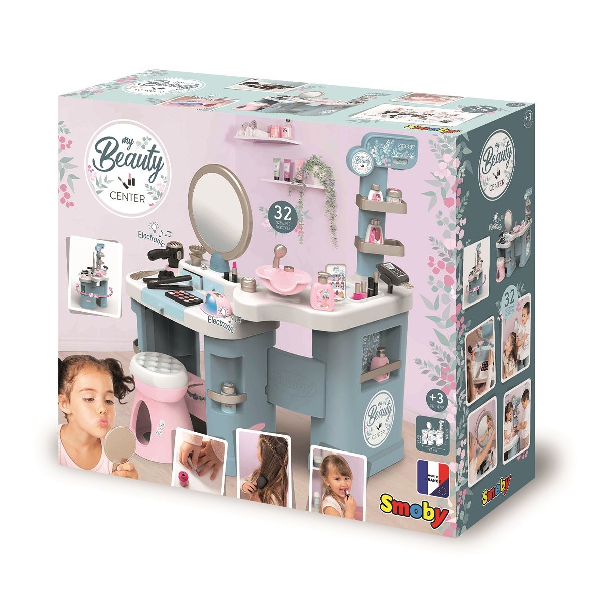 Smoby - My Beauty Vanity - Valise Beauté pour Enfant - Coiffure + Onglerie  + Maquillage - 13 Accessoires