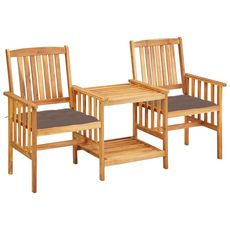 Chaises de jardin avec table a the et coussins Acacia solide