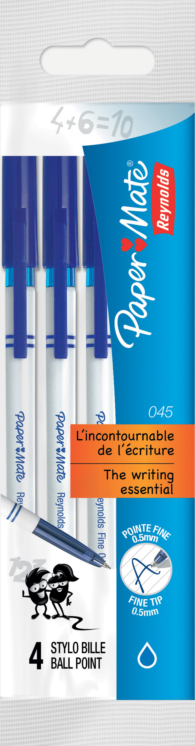 Reynolds Stylo-bille fin bleu Carbure 045 - Lot de 5