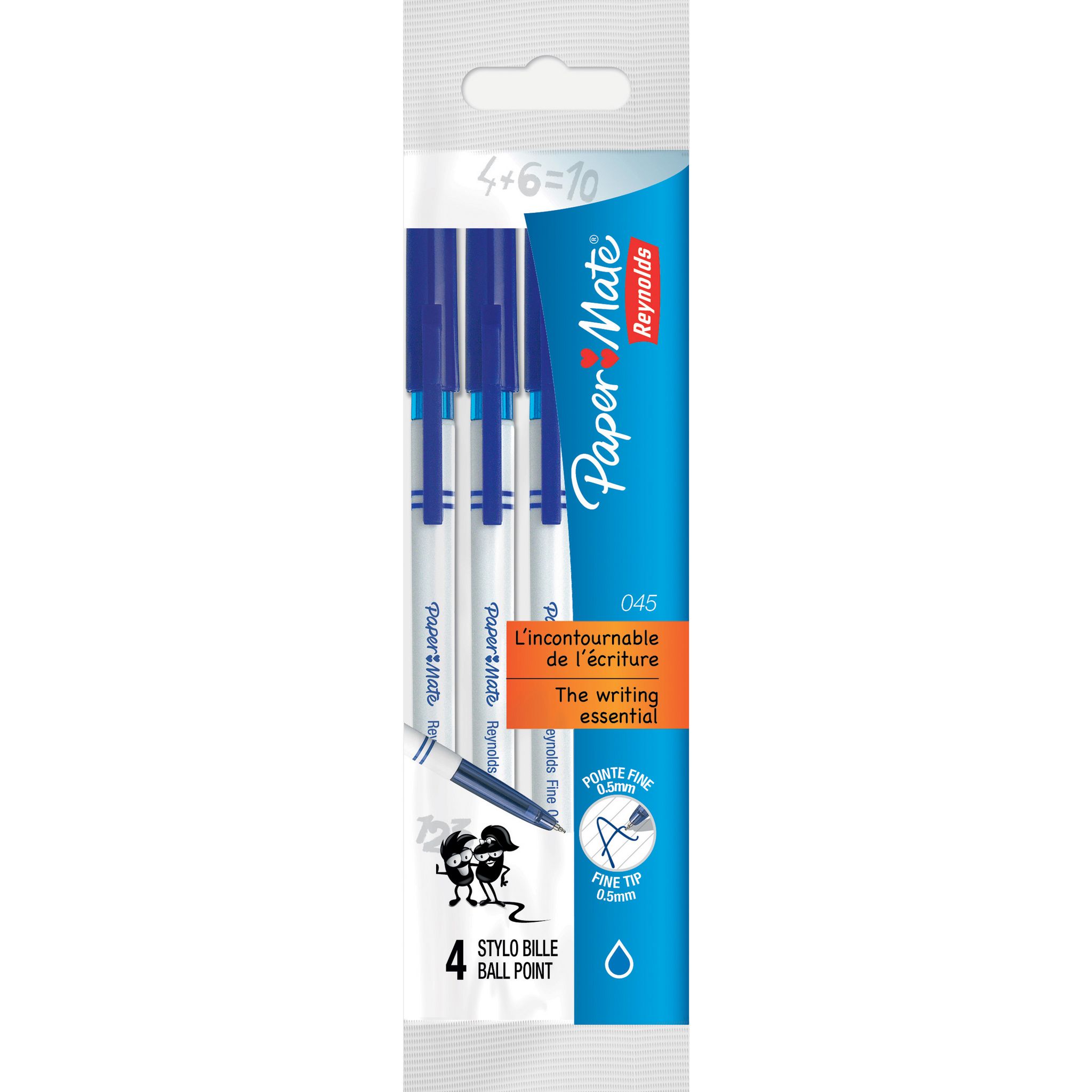 Reynolds Stylo-bille fin bleu Carbure 045 - Lot de 5