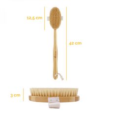 Brosse à poils en bambou 42 cm avec manche amovible et poignée de maintien