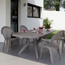 GROSFILLEX Table de jardin extensible 165/220x100cm résine taupe IBIZA