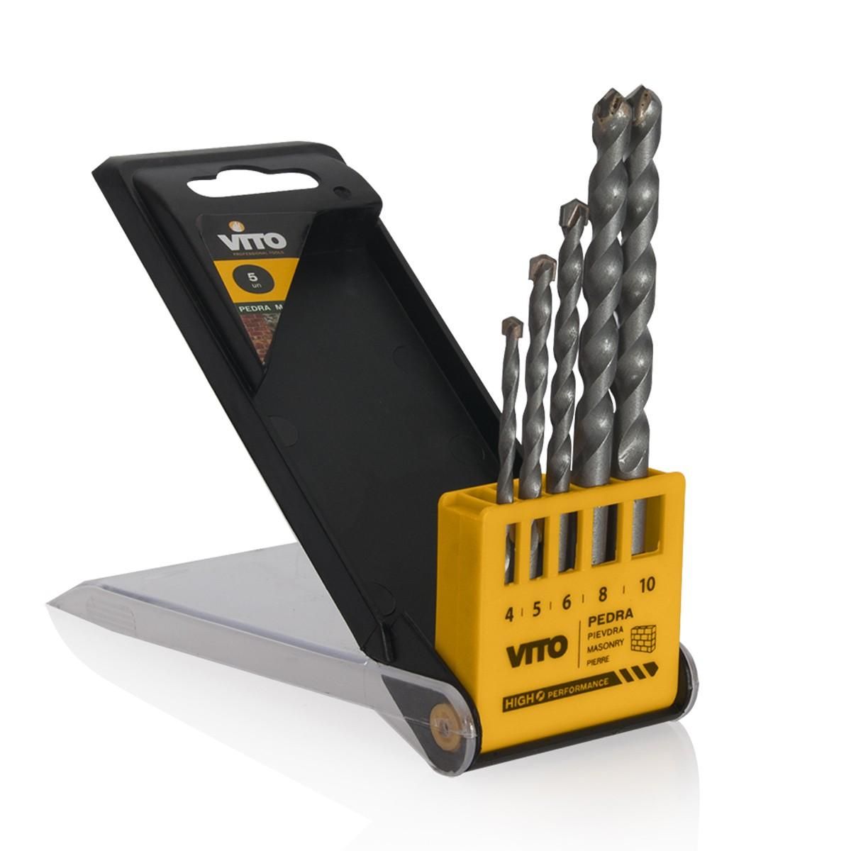 VITO Pro-Power Forets Pierre coffret de 5 pièces Diam 4,5,6,8 et 10 mm VITOPOWER,