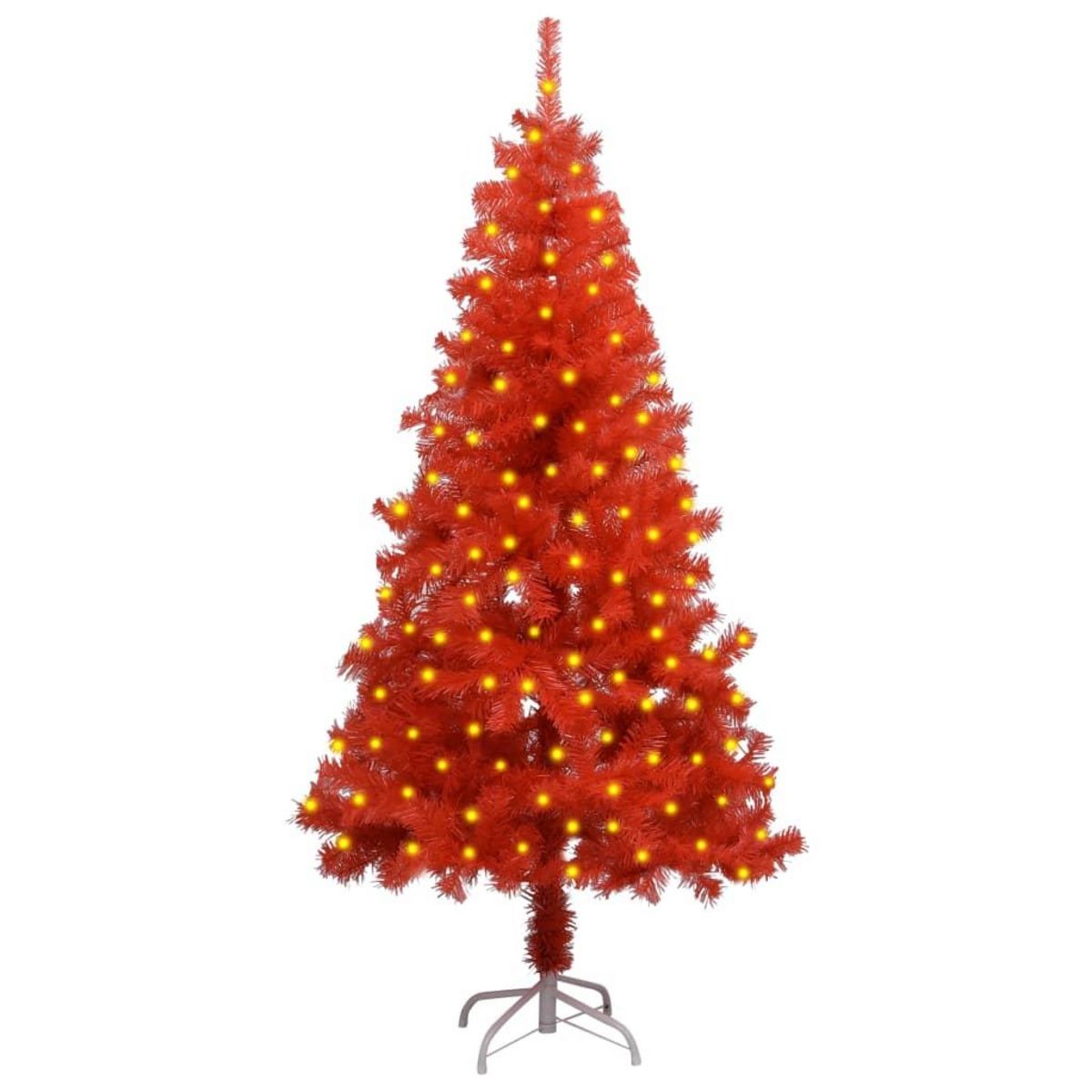 VIDAXL Sapin de Noël artificiel avec LED et support Rouge 150 cm PVC