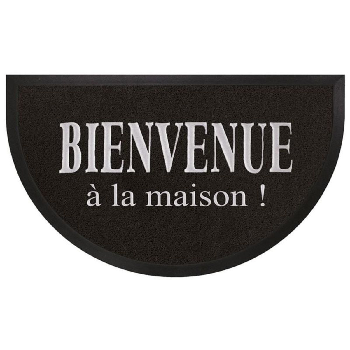 Paris Prix Tapis d'Entrée Demi-Lune  Maison  45x75cm Noir & Gris