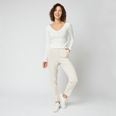 IN EXTENSO Pantalon molleton élastiqué blanc femme (beige clair)