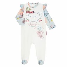 Petit Béguin Pyjama bébé en molleton Cherry Baby (Ecru)