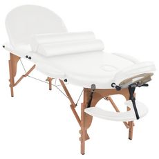 Table de massage pliable 4 cm d'epaisseur et 2 traversins Blanc