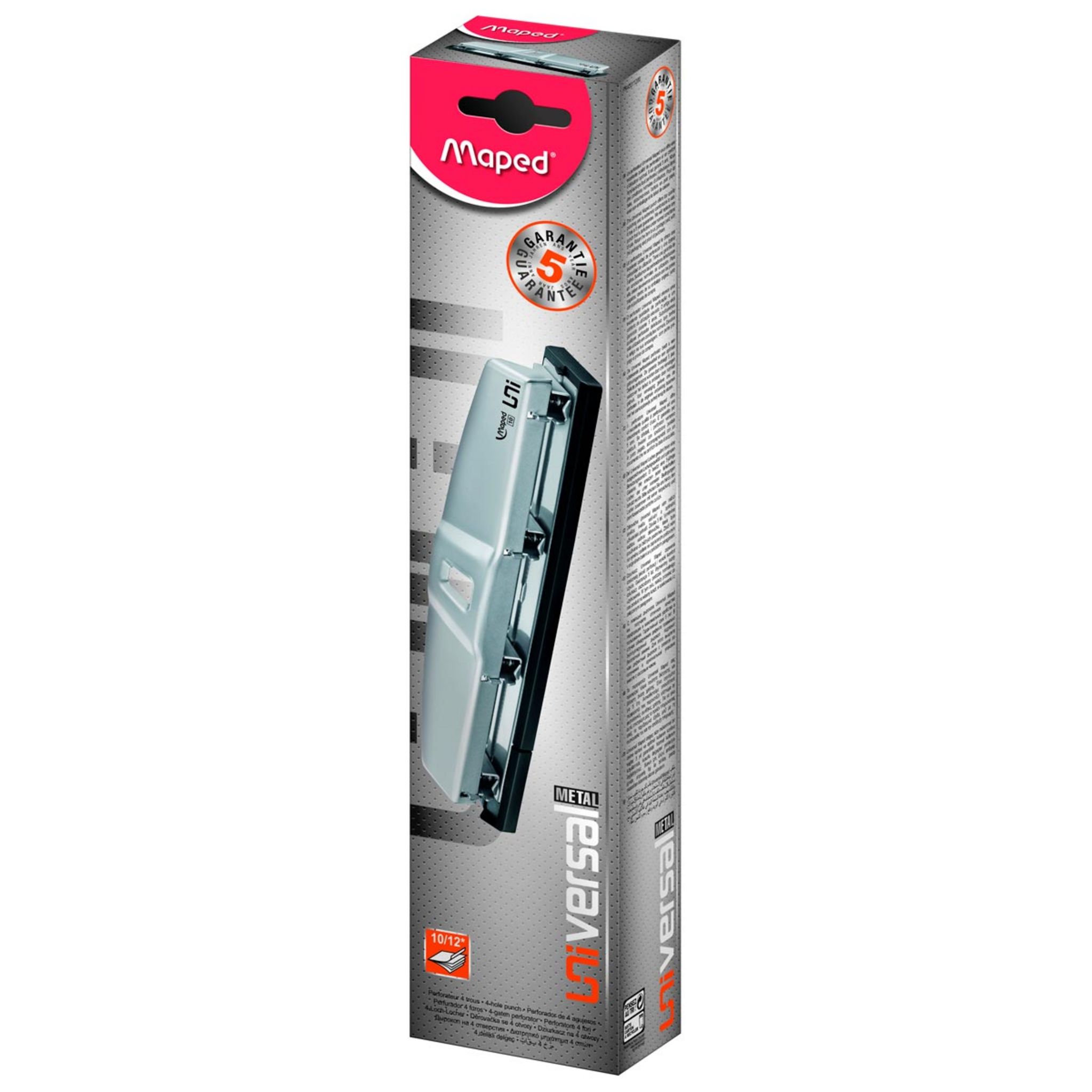 MAPED Perforateur 4 trous 10/12 feuilles Univerval Metal gris clair pas  cher 