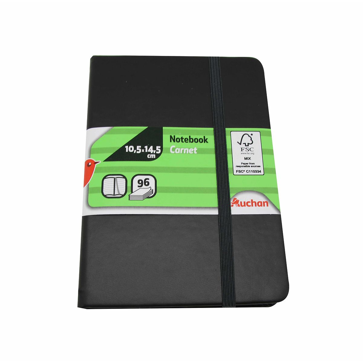 AUCHAN Carnet premium Notebook A6 - 96 pages - 10.5x14.5cm - Noir pas cher  