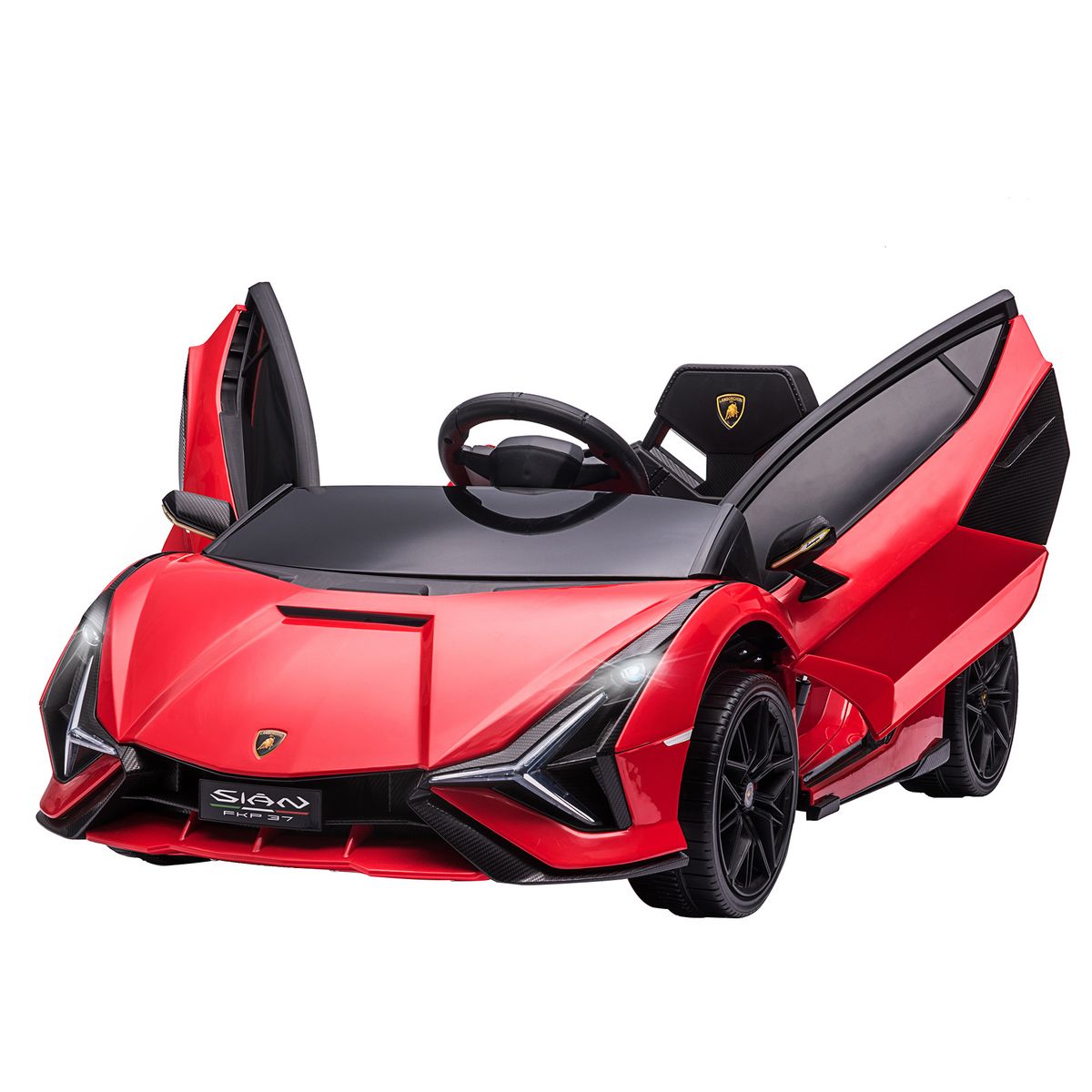 Voiture de Sport Électrique 12V pour Enfants 3-8Ans 2 Portes Papillons  Effets Sonores et Lumineux 108x64x41cm Rose