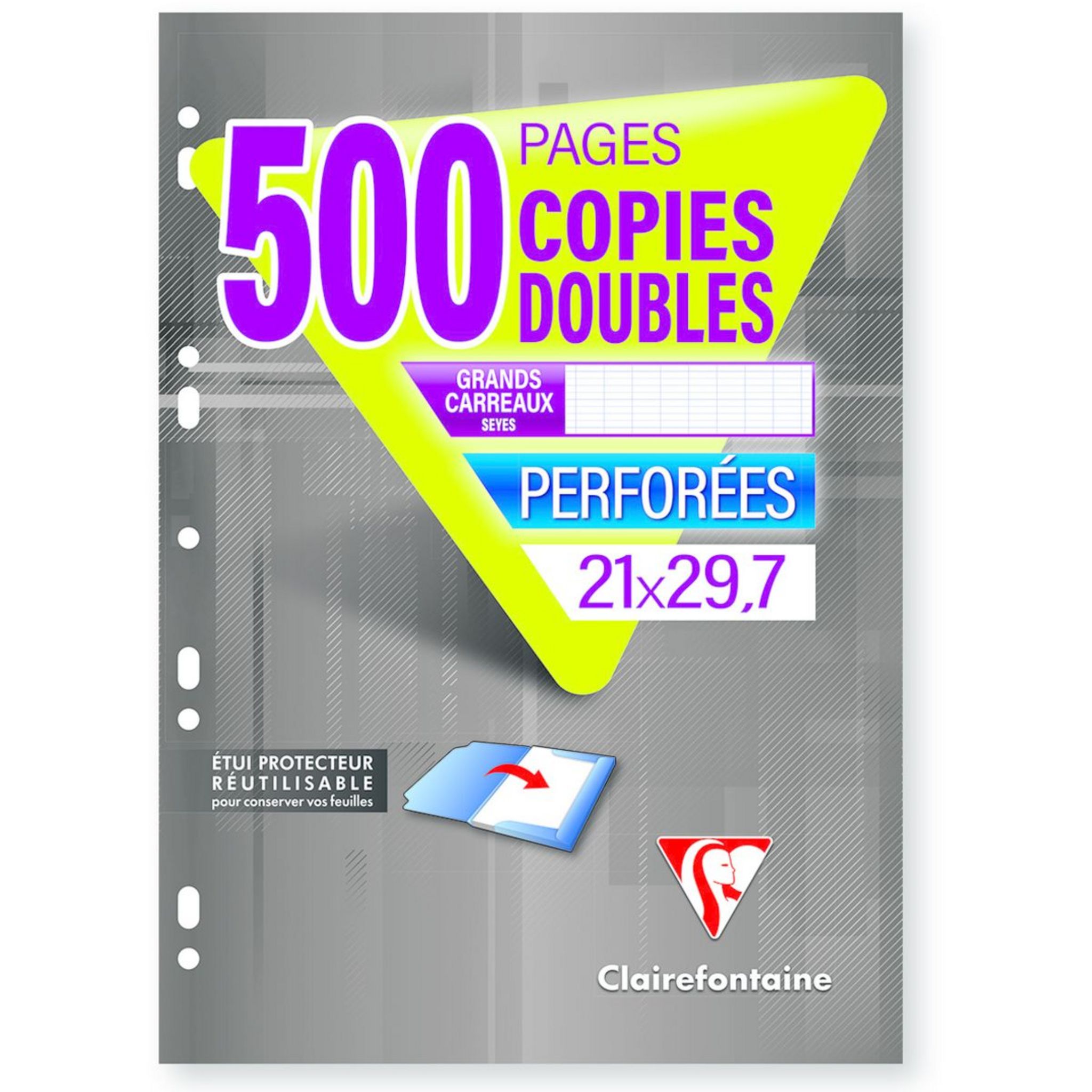 AUCHAN Lot de 100 copies doubles 24x32cm Seyes perforées pas cher