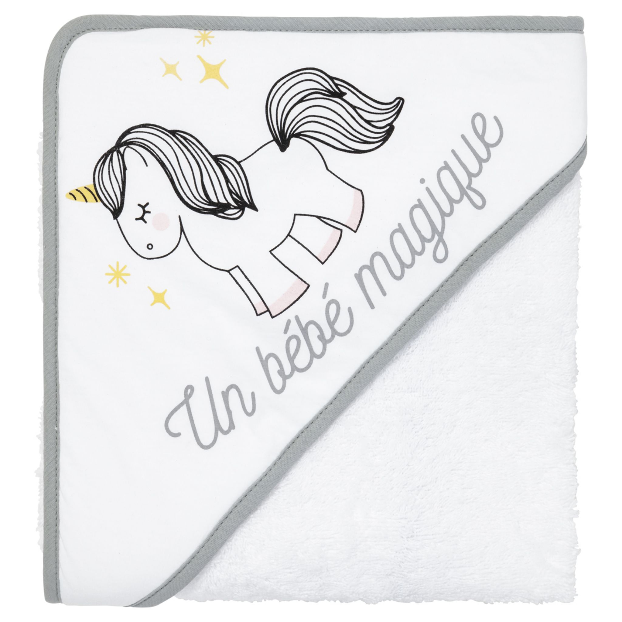 Babycalin Cape de bain ponge et capuche jersey Licorne pas cher