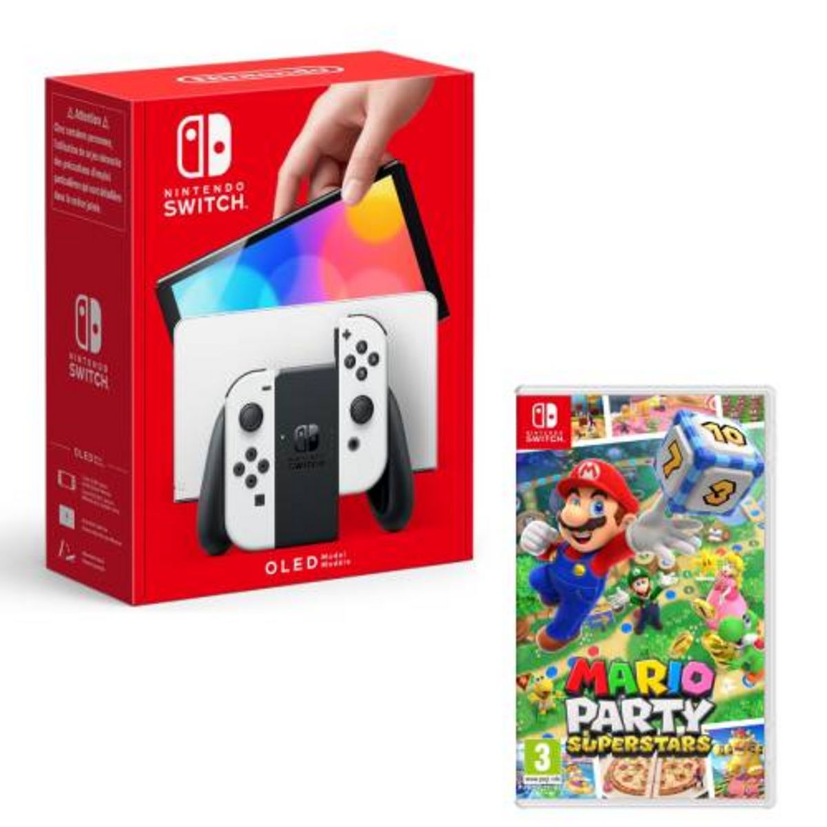 NINTENDO Console Nintendo Switch (modèle OLED) Joy-Con Blanc + Mario Party Superstars Nintendo Switch