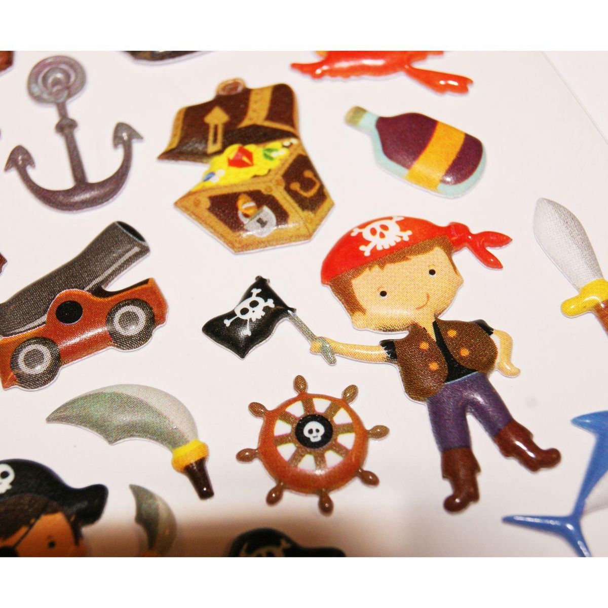 Youdoit Scène à décorer pour enfants - L'île aux pirates - Stickers Puffies