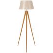 Lampadaire trépied design scandinave dim. 59L x 59l x 152H cm 40 W max. piètement bambou effilé abat-jour toile aspect lin beige
