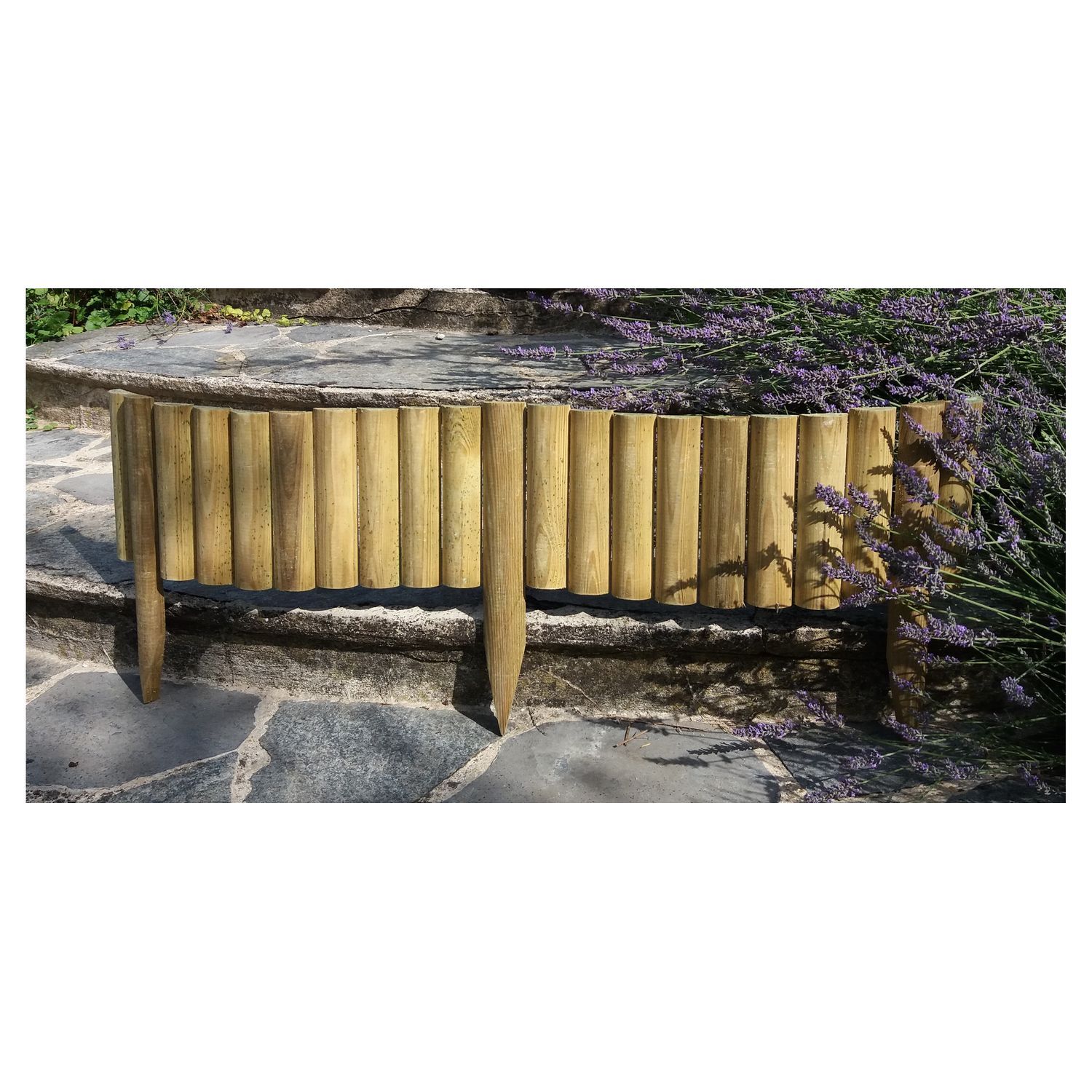 Pack X5 bordures de jardin rondins Vert Bois composite 40x20cm