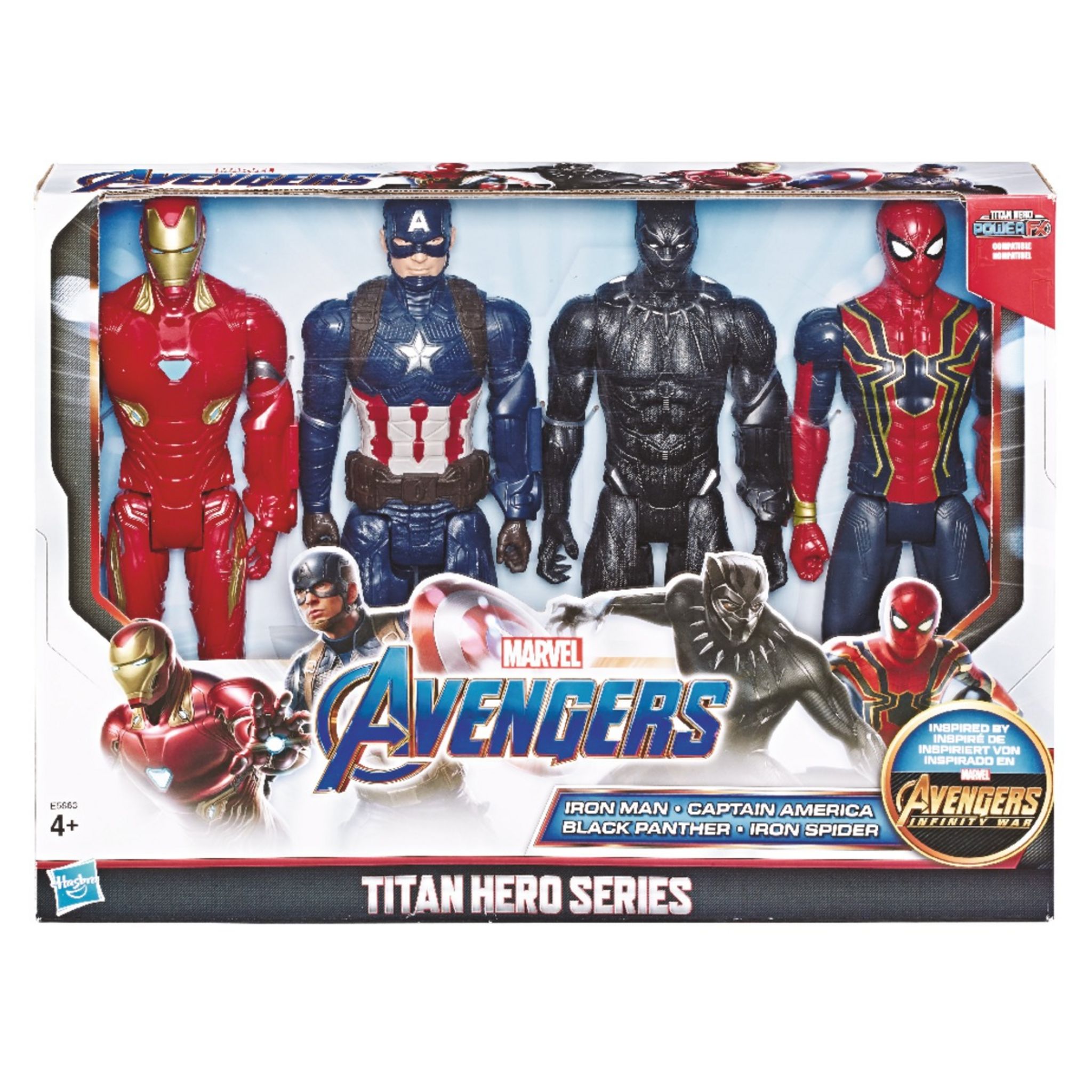 Titan Hero Series - Pack de 4 figurines Iron Man, Captain America, Black  Panther et Iron Spider - Avengers