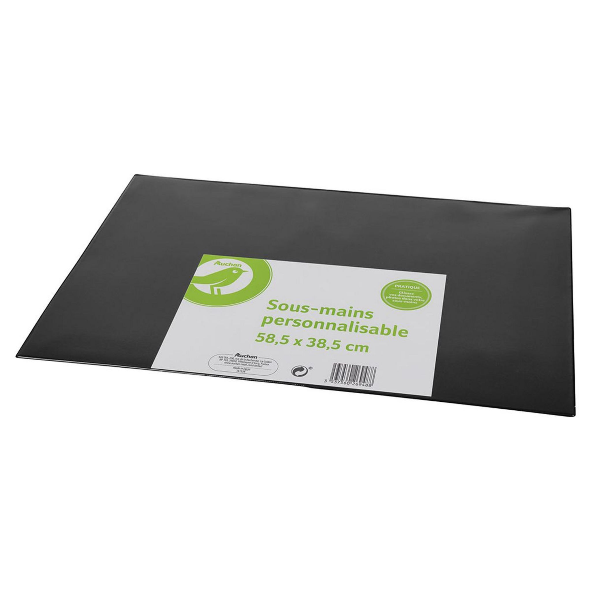 AUCHAN Sous main PVC 59x39cm personnalisable noir pas cher 