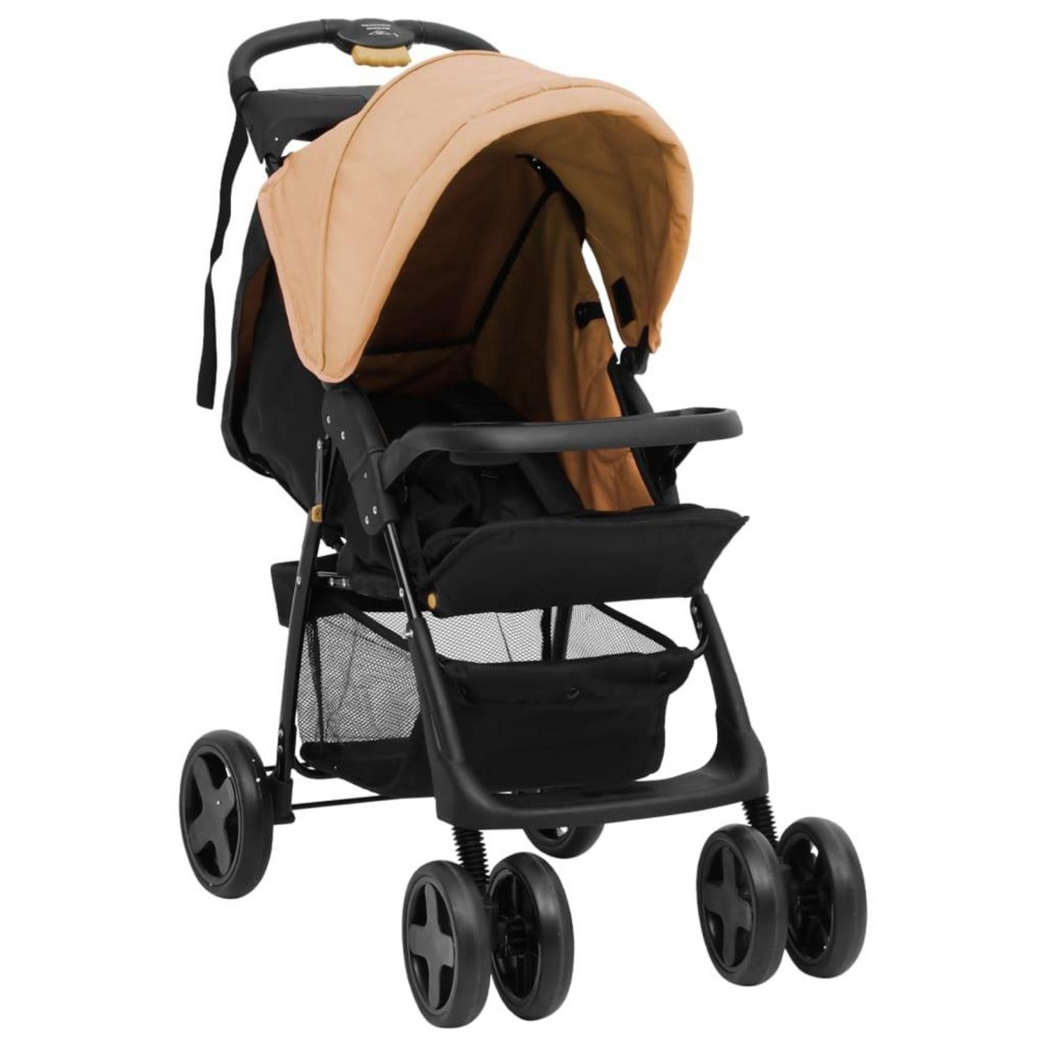 VIDAXL Poussette bebe a 3 roues Taupe et noir Acier pas cher