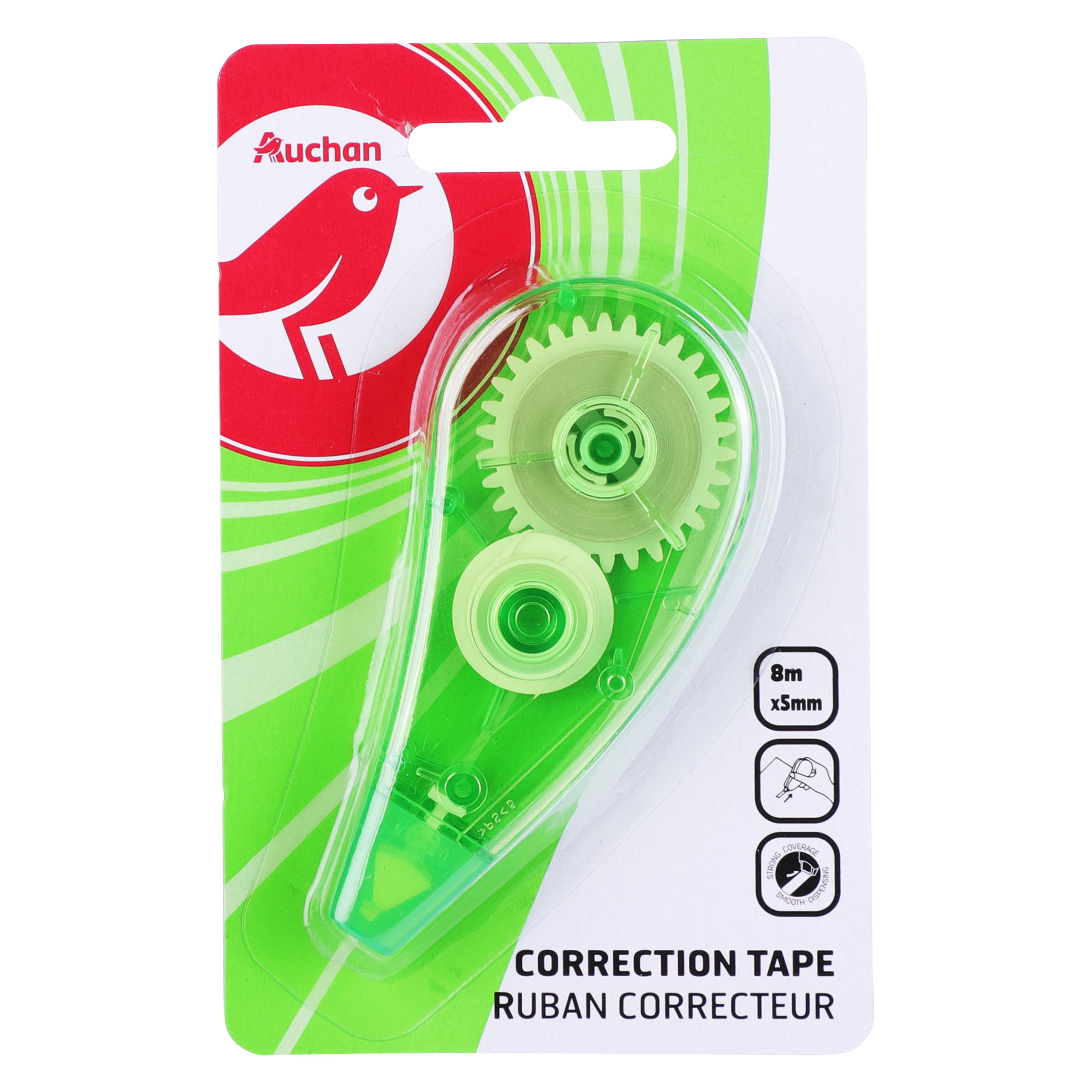 AUCHAN Souris correctrice 8m x 5mm verte pas cher 