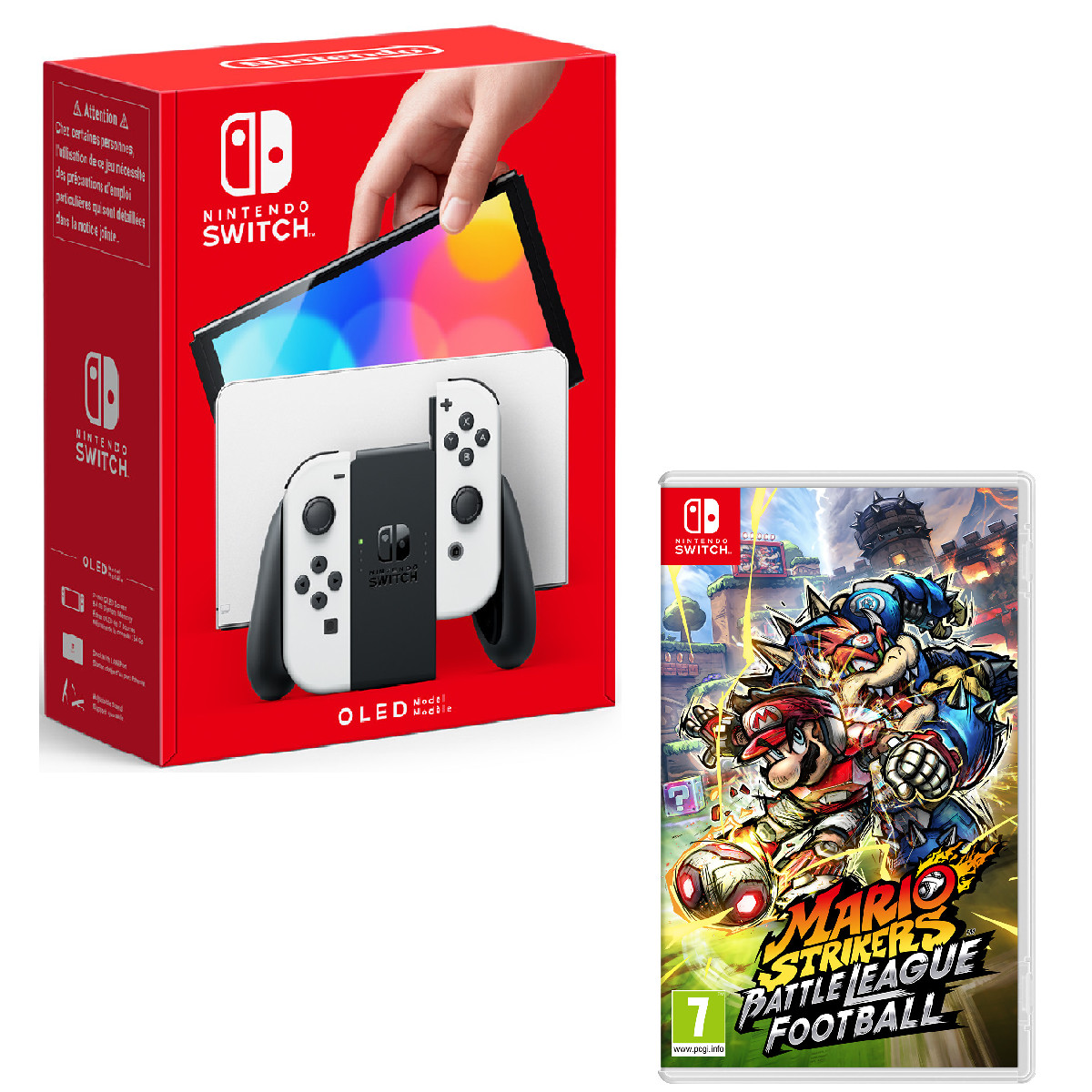 Nintendo France Recrutement NINTENDO Console Nintendo Switch (modèle OLED) Joy-Con Blanc + Mario  Strikers : Battle League Football Nintendo Switch pas cher - Auchan.fr