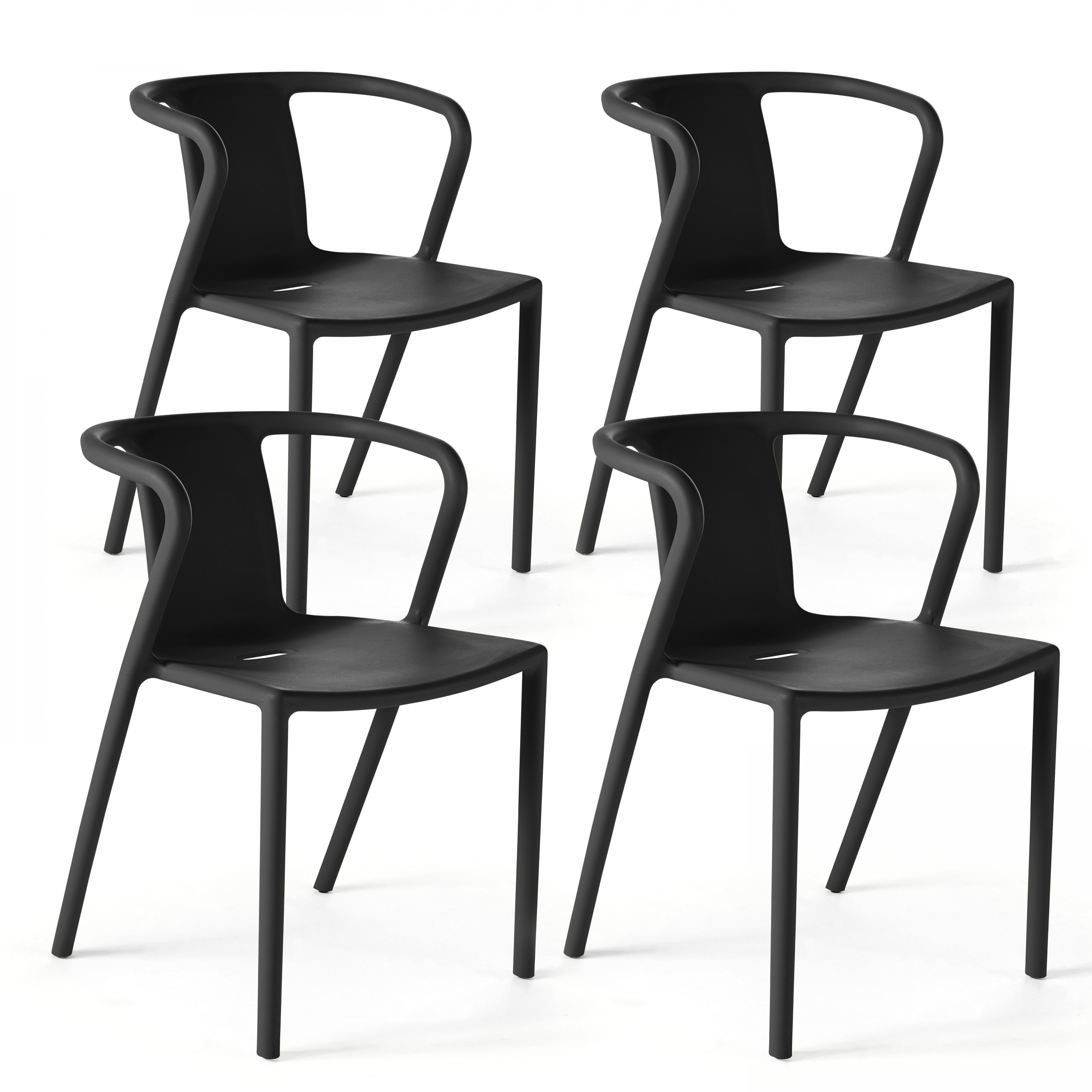 Lot De 4 Chaises Kos Ajourée Noir - Polypropylène