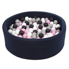  Piscine à balles Aire de jeu + 300 balles bleu marine noir, blanc, rose clair,gris