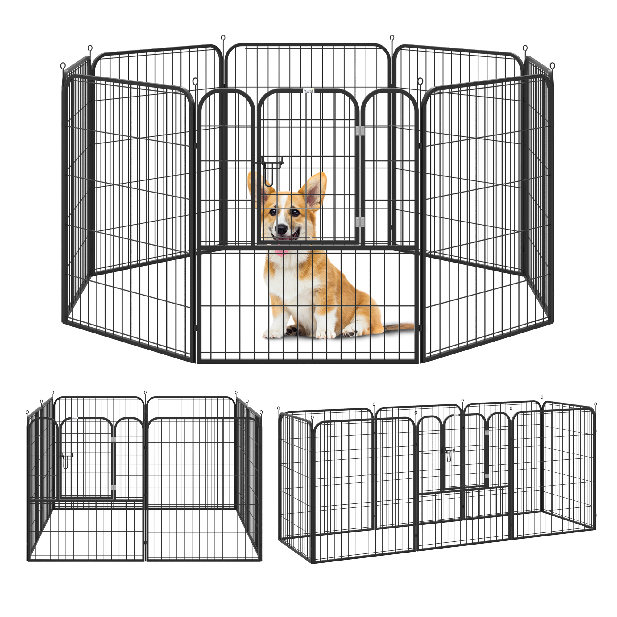 Barrière de sécurité parc enclos chien modulable pliable porte acier noir