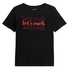 IN EXTENSO T-shirt manches courtes noir imprimé rock femme (Noir)