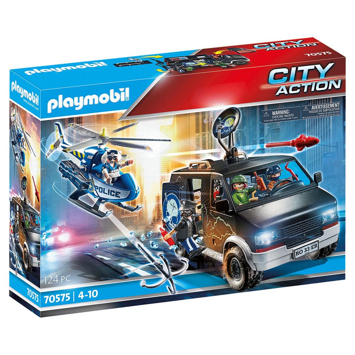 Véhicule tout-terrain de police PLAYMOBIL City Action avec voleur de bijou, 4  ans et plus